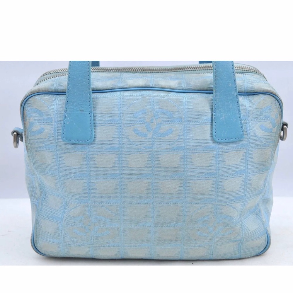 Authentic CHANEL New Travel Line 2Way Shoulder Hand Bag Nylon Leather Blue - Picture 2 of 12